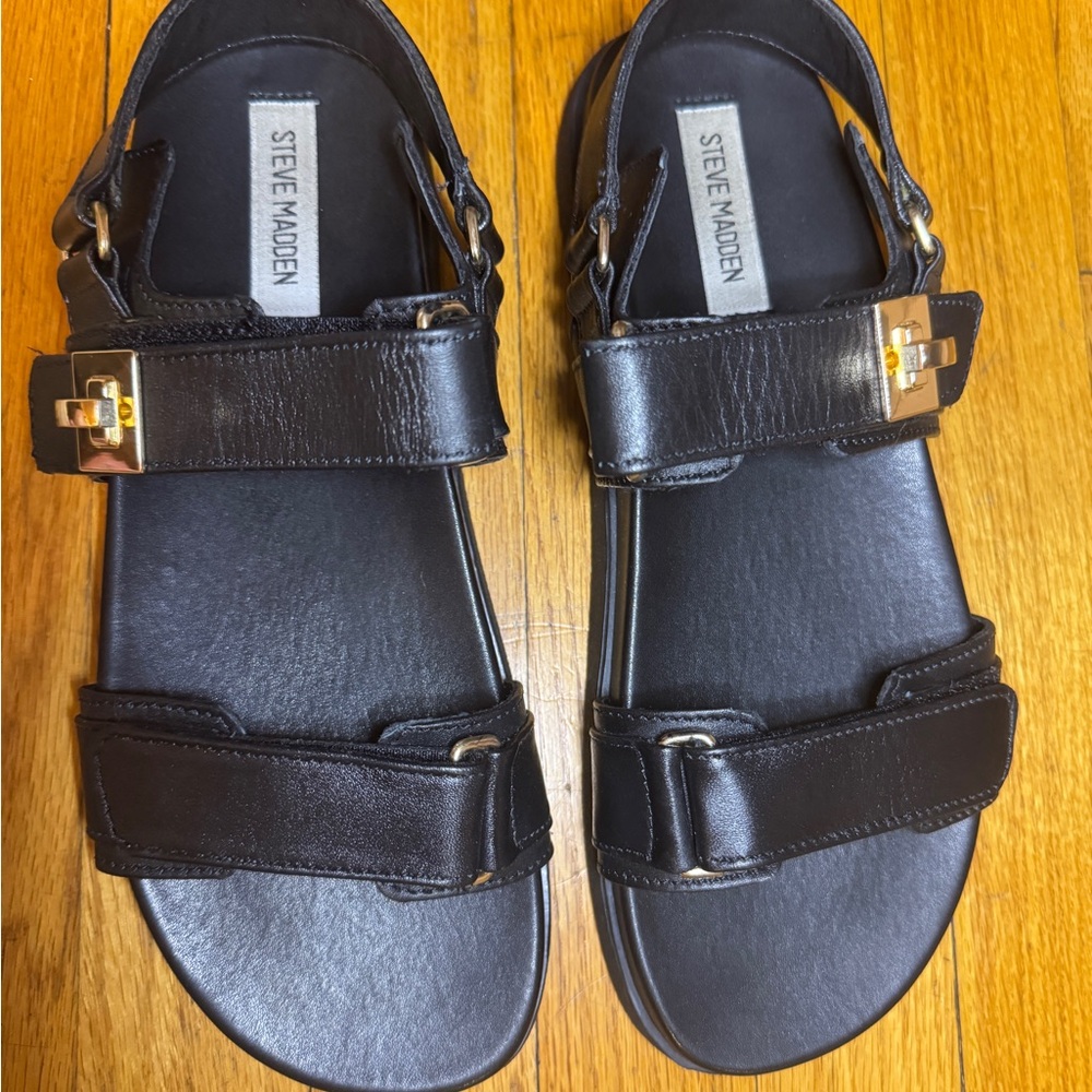 Steve Madden Black Leather Sandals